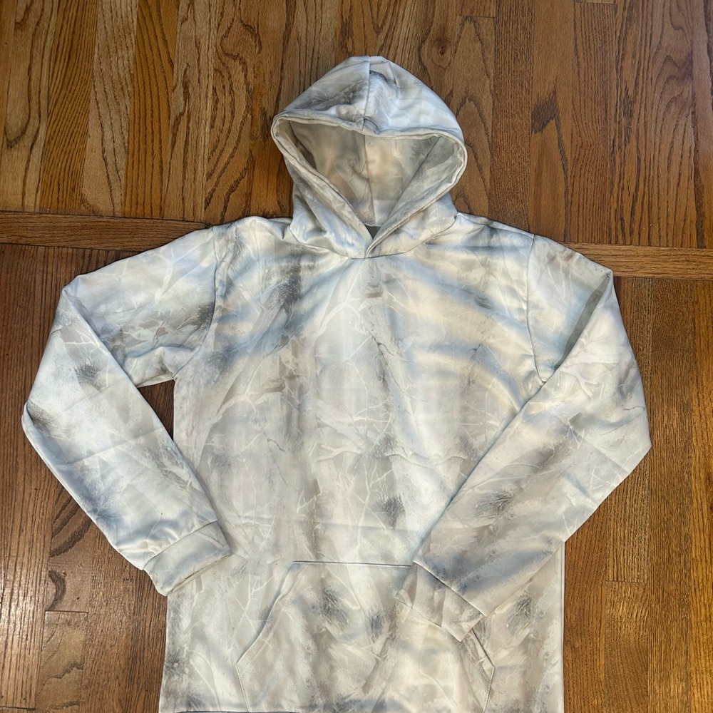 White and Gray Tie-Dye Hooded Sweatshirt